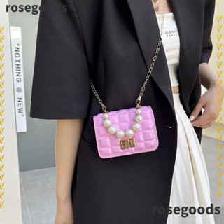 Rosegoods1 กระเป๋าสะพายไหล่ สะพายข้าง หนัง Pu ขนาดเล็ก แต่งสายโซ่สีทอง สีแคนดี้ สําหรับผู้หญิง