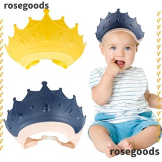 Rosegoods1 หมวกสระผม ซิลิโคน ปรับได้ หมวกอาบน้ําเด็ก กันน้ํา ป้องกันหู คลุมศีรษะ อาบน้ําเด็ก