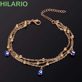 Hilario สร้อยข้อเท้าอัลลอย รูปปีศาจ ตาสีฟ้า สีทอง เงิน ปรับได้ สไตล์โบฮีเมียน เรโทร เครื่องประดับ สําหรับผู้หญิง