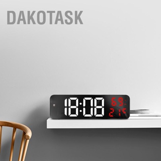 DAKOTASK Mirror Large Digital LED Clock Home นาฬิกาปลุกอิเล็กทรอนิกส์ หน้าจอขนาดใหญ่ Plug in Wall Mounted