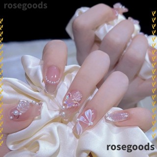 Rosegoods1 เล็บปลอม ลายดอกคามิเลีย หัวสี่เหลี่ยม ถอดออกได้ 24 ชิ้น สําหรับผู้หญิง