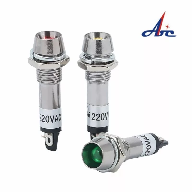 ส่งไว 🚌LED 8 มม.ไฟแสดงสถานะกันน้ำ ไฟสัญญาณ LED นูนโคมไฟ XD8-1 5 สี 12V 24V 220V