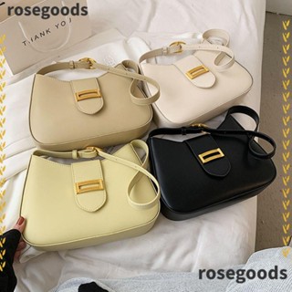 Rosegoods1 กระเป๋าสะพายข้าง ใต้วงแขน เรียบง่าย หนัง Pu กระเป๋าถือ