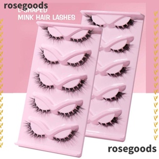 Rosegoods1 ขนตาปลอมไฟเบอร์เทียม รูปตัว L แบบหนา ยาว สีดํา สําหรับผู้หญิง