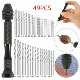 ⚡NEW 8⚡Drill Bit Hand Micro Mini Pin Push 49PCS/Set Chuck Drill HSS Brand new