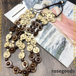 Rosegoods1 สร้อยคอไม้ แฮนด์เมด หลายชั้น สไตล์วินเทจ เครื่องประดับคอ