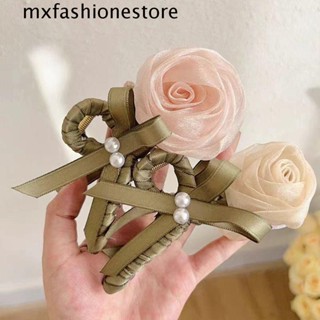 Mxfashione กิ๊บติดผม ตาข่าย รูปดอกกุหลาบ ฉลาม ขนาดใหญ่ สวยหรู เรียบง่าย แฟชั่นสําหรับผู้หญิง