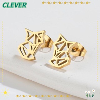 Clever ต่างหูสตั๊ด จี้รูปการ์ตูนสัตว์ แมวน่ารัก สไตล์พังก์ ขนาดเล็ก 4 คู่