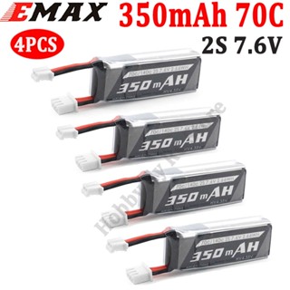 อะไหล่แบตเตอรี่ EMAX TinyhawkS 350mAh 70C 2S 7.6V Lipo พร้อมปลั๊ก PH2.0 สําหรับโดรนบังคับ FPV 4 ชิ้น