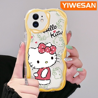 สําหรับ iPhone 11 11 Pro 11 Pro Max เคสการ์ตูน Hello Kitty รูปแบบใหม่ เนื้อครีม ขอบคลื่น นิ่ม ใส กันกระแทก เคสโทรศัพท์