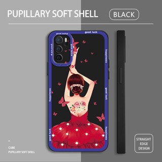 เคส OPPO A16 A16K A16E A54 A55 A74 4G 5G A94 A95 Reno 5F F19 Pro เคสโทรศัพท์ซิลิโคน TPU แบบนิ่ม ลายการ์ตูนผู้หญิง กันกระแทก