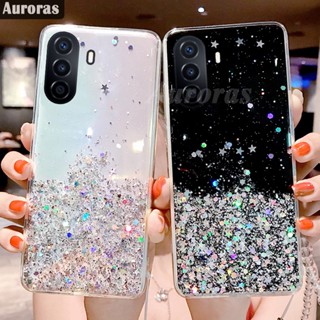 เคสโทรศัพท์มือถือแบบนิ่ม ใส แต่งกลิตเตอร์ดาว ดวงจันทร์ สําหรับ Huawei Nova Y70 Y71 Y71 Y70