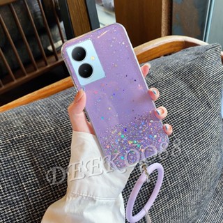 พร้อมส่ง เคสโทรศัพท์มือถือแบบใส แต่งกลิตเตอร์ พร้อมสายคล้องมือ สําหรับ VIVOY27 VIVOY36 VIVOY78 VIVO Y27 Y36 Y78 Y02T Y02A 5G 4G