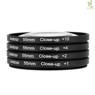 Andoer ชุดฟิลเตอร์โคลสอัพมาโคร 55 มม. 1 +2 +4 +10 พร้อมกระเป๋า สําหรับ Tamron Sigma Alpha A200 A450 A3 Came-8.9