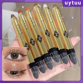 Uytuu สินค้าใหม่มาใหม่!uhue Liquid Eyeliner Pen Puff Glitter Silver Brightening Lasting Non-smudge Waterproof Novice Slim Diamond Highlighter Lying Silkworm