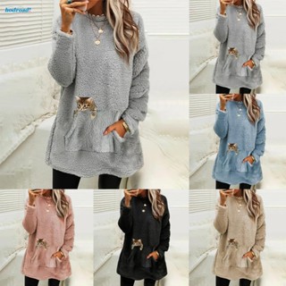 【HODRD】Ladies Sweatshirt Regular Slight Stretch Sweatshirt Top Women Cat Print【Fashion】