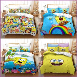 Sq2 SpongeBob 3in1 ชุดเครื่องนอน ผ้าปูที่นอน ผ้าห่ม ปลอกหมอน บ้าน ห้องนอน ชุด