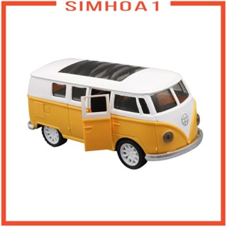 [Simhoa1] โมเดลรถบัสโลหะ ขนาดเล็ก 1: 32 12.5x4.8x5.5 ซม. พร้อมประตูเปิดได้ ของเล่นเสริมการเรียนรู้เด็ก