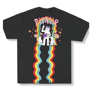 Ripndip Mean Cat เสื้อยืดแขนสั้น คอกลม พิมพ์ลายแมวเต้นรํา สไตล์ยุโรป และอเมริกา แฟชั่นฤดูร้อน สําหรับผู้ชาย และผู้หญิง