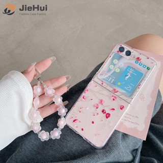 Jiehui เคสโทรศัพท์มือถือ ลายดอกไม้ สีม่วง แฟชั่น สําหรับ Samsung Z Flip5