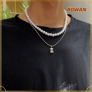 Rowans สร้อยคอ โบฮีเมียน มุก หมีน่ารัก จี้หมี ผู้หญิง ผู้ชาย