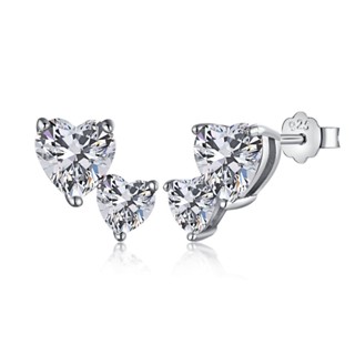 3.4ct  heart moissanite diamond stud earrings ต่างหูสตั๊ด เพชรโมอิส รูปหัวใจ สําหรับผู้หญิง