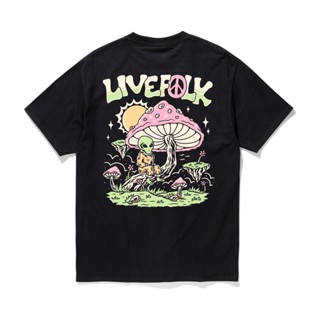 เสื้อยืดผ้าฝ้ายพิมพ์ลายLivefolk - Daze Black T-Shirt