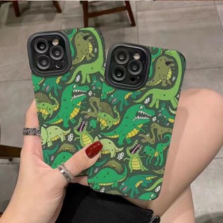 เคสโทรศัพท์มือถือหนังแกะ แบบนิ่ม ลายไดโนเสาร์ สําหรับ iPhone 11pro Max 14 Promax 11 12 13 6 7 8Plus X Max