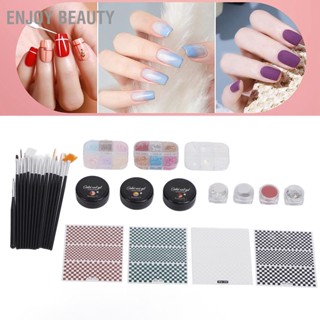 Enjoy Beauty 29pcs Nail Art Tool Kit Solid Gel Polish Glitter Sequins Sticker Brush Set for Artist