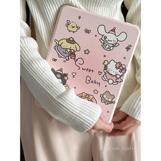 SANRIO เคสแท็บเล็ต ซิลิโคน อะคริลิค ไล่โทนสี ลายซานริโอ้ สําหรับ IPad 2019 10.2 Air 4 10.9 IPad 9.7 นิ้ว IPad Pro 11 IPad 18 IPad 8 Generation Cover 17