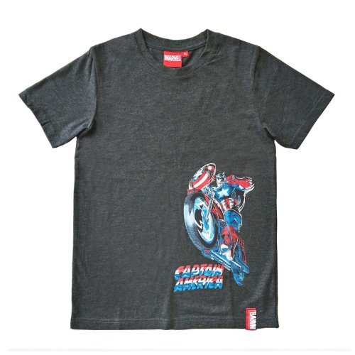 MARVEL Glow in the Dark CAPTAIN AMERICA Kids S/S เสื้อยืด สีเทา Melange VIM-2937K