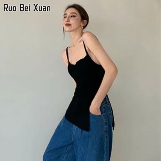 RUO BEI XUAN เสื้อกั๊กสตรีฤดูร้อนใหม่ Retro ออกแบบไม่สม่ำเสมอเสื้อกั๊กสไตล์ยุโรปและอเมริกา