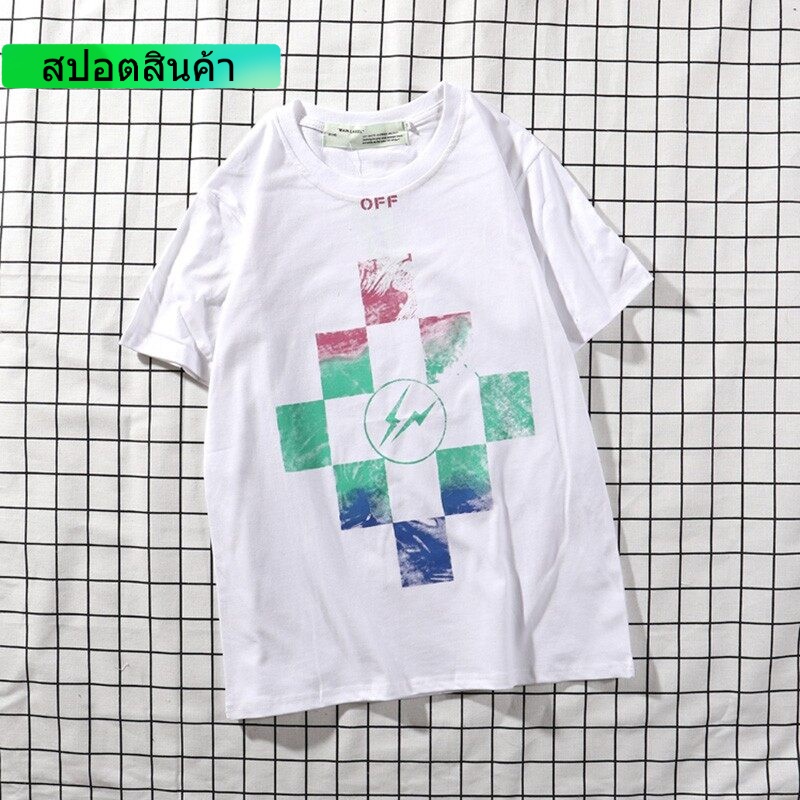 QBใหม่ˉfˉWhiteเสื้อยืดผู้ชายผู้หญิงผ้าฝ้ายคอสบายๆแฟชั่นกลางแจ้งฮิปฮอปลูกศรพิมพ์ฤดูร้อนOwTเสื้อ2022แฟ