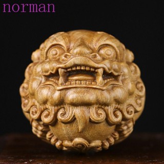 Norman ลูกบอลไม้จันทน์แกะสลัก รูปหัวสิงโต สีเขียว สําหรับผู้สูงอายุ