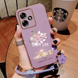 ใหม่ พร้อมส่ง เคสโทรศัพท์มือถือ ป้องกันกล้อง ลายหงส์ พร้อมสายคล้องข้อมือ สําหรับ Realme C51 NFC C53 REALMEC51