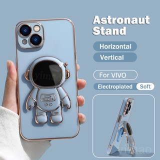 เคสโทรศัพท์มือถือ TPU แบบนิ่ม ลายนักบินอวกาศ หรูหรา มีขาตั้ง สําหรับ Vivo 1718 1716 1714 1723 1726 1727 1713 1725 1611 1609 1601 1612 1719