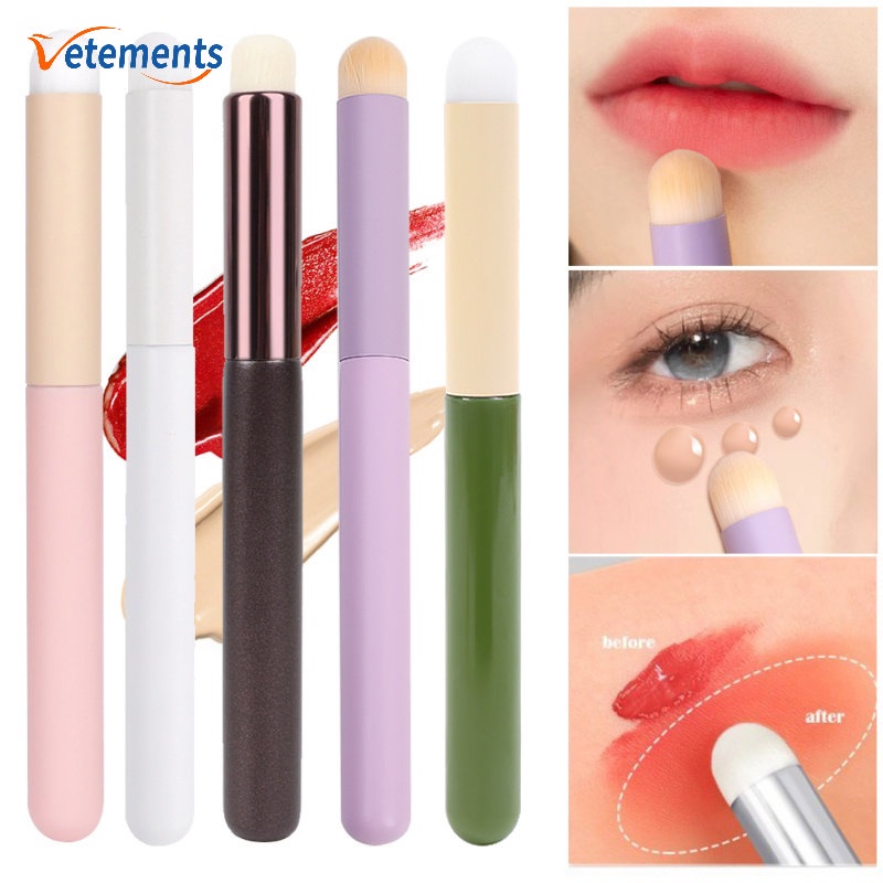 แปรงแต่งหน้า ขนแปรงนุ่ม หัวกลม แบบเปียก และแห้ง สําหรับลงคอนซีลเลอร์ ลงเครื่องสําอาง ลิปสมูด