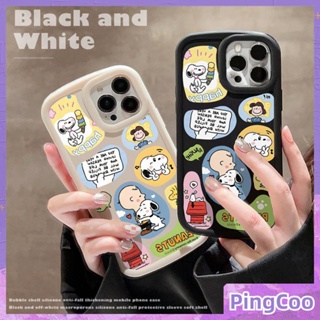 PingCoo - Case For iPhone 14 13 12 11 Pro Max 7 8 Plus XR TPU Soft Matte Bubble Case Cute Cartoon Dog White Black Camera Protection Shockproof Back Cover