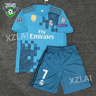 เสื้อกีฬาแขนสั้น ลายทีมชาติฟุตบอล Real Madrid Second Away 17 18 Season ชุดเยือน 7 C Luo No. 4 Ramos xzlai