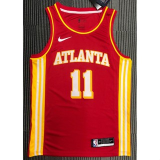 เสื้อกีฬาแขนสั้น ลายทีม nba Atlanta Hawks No. เสื้อกีฬาบาสเก็ตบอล สีแดง สําหรับเด็ก 11