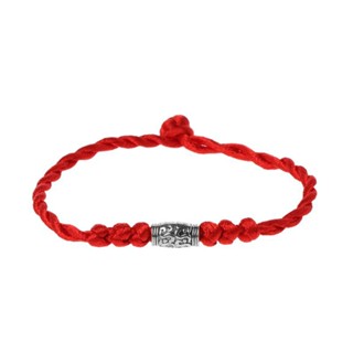 สร้อยข้อมือนําโชค แบบดั้งเดิม สไตล์ทิเบต มีสีเงิน สีแดง