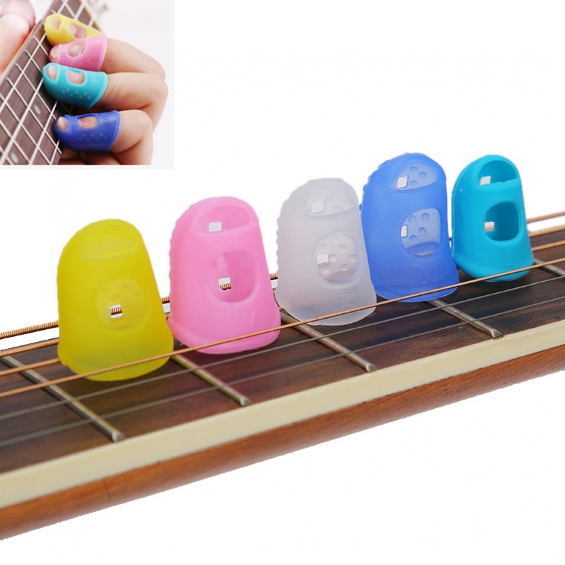 Wl| ปลอกซิลิโคนสวมนิ้วมือ สําหรับเล่นกีตาร์ 4 ชิ้น