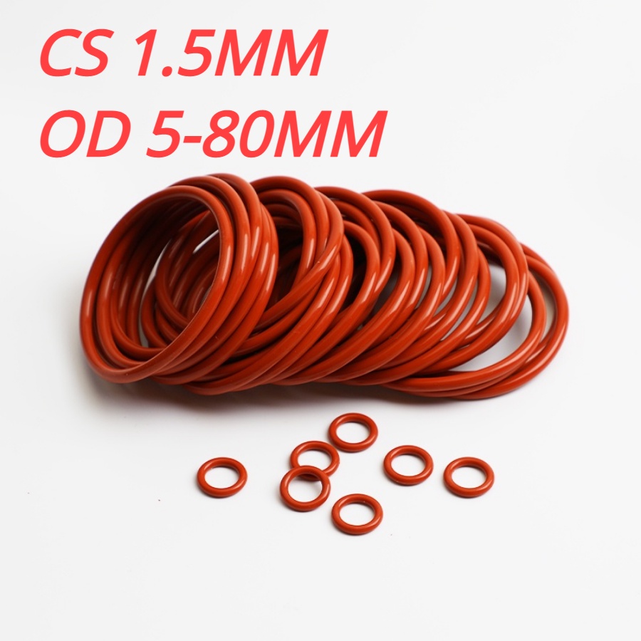 [จัดส่งด่วน] โอริง VQM ปะเก็นแหวนซีลซิลิโคน ทรงกลม สีแดง O-Ring OD5-80 มม. * Cs1.5 มม.