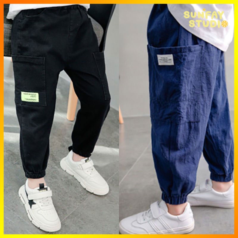 พร้อมส่ง กางเกงเด็กผู้ชาย กางเกงขายาวลําลอง แบบนิ่ม สไตล์เกาหลี สําหรับเด็ก
