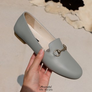 𝐌𝐈𝐍𝐈𝐌𝐀𝐋𝐈𝐒𝐓 รองเท้าหนังวัวรุ่น Alfie (Blue grey) ทรง loafer หน้าเท้ากว้างใส่สบาย