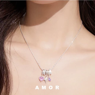 Love Diamond Starlight Pendant choker Necklace ดีไซน์นิชหญิง