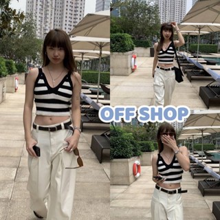 OFF SHOP พร้อมส่ง (OFF-Y1903) เสื้อกล้ามไหมพรม ดีเทลลายทางน่ารักมาก3สี  -C