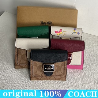 Coach 7805 6590 กระเป๋าสตางค์ผู้หญิง7428/แบบสั้น/ที่ใส่บัตรพลิก/พับครึ่ง/ช่องใส่บัตรหลายช่อง