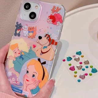 เคสไอโฟน13 ลายการ์ตูนเจ้าหญิง ประดับเพชร สําหรับ Iphone 11 17 16 15 14 Pro MAX เคสไอโฟน 12 13 ProMax Air เคสโทรศัพท์มือถือ กันกระแทก