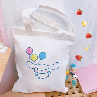 กระเป๋าสะพายไหล่ ทรงโท้ท พิมพ์ลาย Cinnamoroll น่ารัก เป็นมิตรกับสิ่งแวดล้อม นํากลับมาใช้ใหม่ได้ แฟชั่นสําหรับสตรี